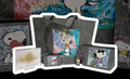 Set bolsa tote, neceser, monedero y llavero en fieltro gris con diseño Snoopy colorido